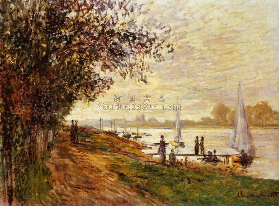 The Riverbank at Le Petit-Gennevilliers, Sunset - 克劳德·莫奈